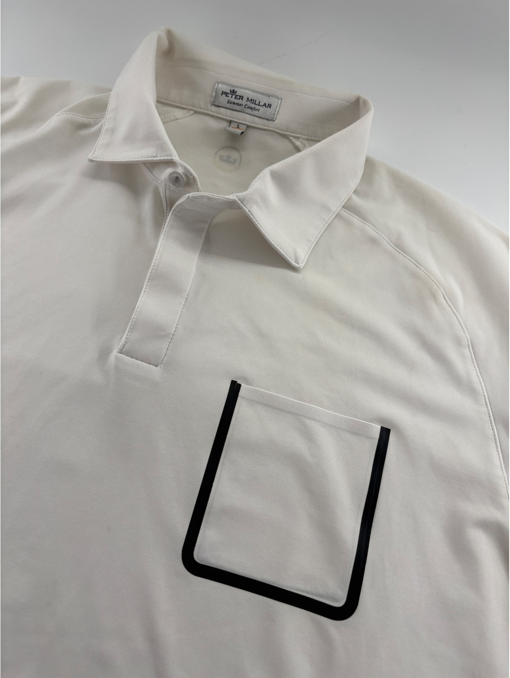 Peter Millar Summer Comfort Golf Polo Men's L Cream Crown